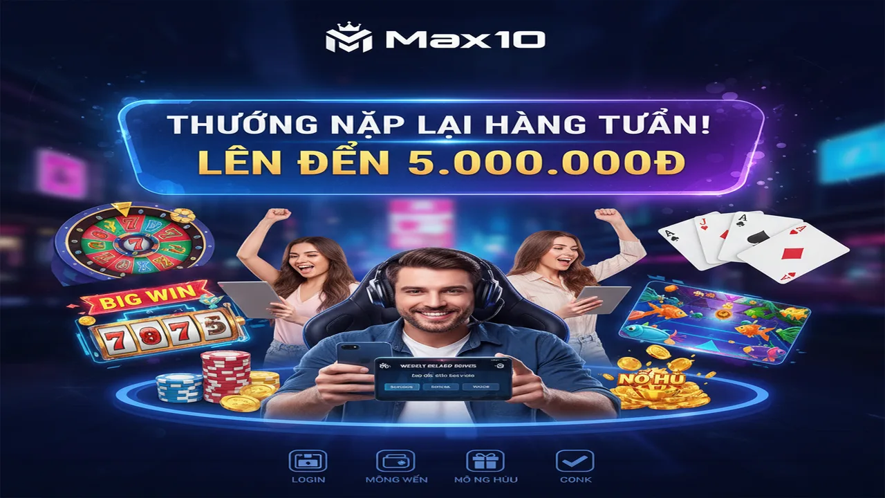 Thưởng nạp lại hàng tuần lên đến 5.000.000đ Max10